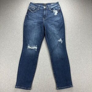 Judy Blue Jeans Womens 7/28 Boyfriend Fit Distressed Medium Wash Comfort Stretch